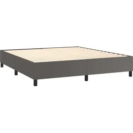 vidaXL Boxspringbett mit Matratze & LED Grau 180x200 cm Kunstleder
