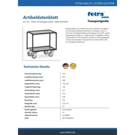 FETRA Etagenroller 2 Etagen mit Rand- Grey Edition