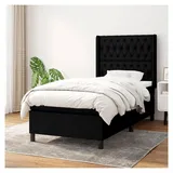 Lattenrost mit Matratze, Schwarz, 90 x 190 cm, Stoff, Plattformbett mit Lattenhalter, einfache Montage, für Schlafzimmer, Erwachsene