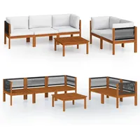 vidaXL Garten-Lounge-Set 6-tlg. cremefarbenes Holz Akazie