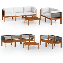 vidaXL Garten-Lounge-Set 6-tlg. cremefarbenes Holz Akazie