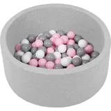 Petsona Bällebad Bällepool Für Hunde 70X30cm/150 Bälle Rund Katze Kaninchen Haustiere Hundepool Tiere Schaumstoff Pool Tragbar Hergestellt In E... - Hellgrau/Weiß/Grau/Rosa