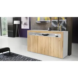 Vladon Valencia 155 x 92 x 40 cm Weiß matt / Eiche Natur / Braun