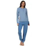 Creative by Normann NORMANN Frottee Pyjama Schlafanzug Bündchen und Tier Applikation - 51753 in hellblau | 40-42