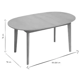 miliboo Ovaler Ausziehtisch 150-200 x 76 x 90 cm Eiche