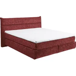 Boxspringbett ED EXCITING DESIGN "Zandvoort", rot, B:208cm L:215cm, 100% Polyester, Komplettbetten, mit Wendematratze, 180x200cm