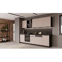 Küchen-Preisbombe Küche ARONA BASIC 280 Küchenzeile Küchenblock Einbauküche Kaschmir beige Schwarz