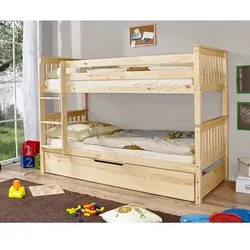 TiCAA Etagenbett Sammy natur mit Zusatzbett, 90x200 cm