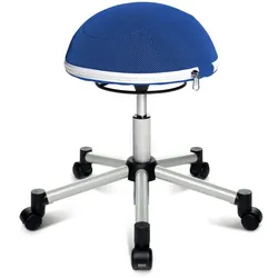 Ergonomischer Bürohocker mit rollen Sitness HALF BALL, blau mit Metallkreuz