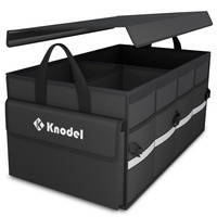 Knodel Kofferraumtasche, Auto Kofferraum Organizer mit Deckel, Autotasche Auto Kofferraum Box Praktisch, Schwarz