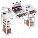 Homcom Schreibtisch Küchentisch mit 2 USB-Ladeanschlüssen 2 Steckdosen Weiß | Gr.: onesize