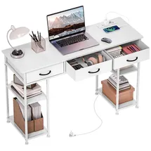 Homcom Schreibtisch Küchentisch mit 2 USB-Ladeanschlüssen 2 Steckdosen Weiß | Gr.: onesize