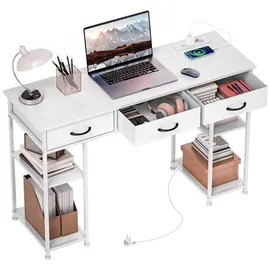 Homcom Schreibtisch Küchentisch mit 2 USB-Ladeanschlüssen 2 Steckdosen Weiß | Gr.: onesize
