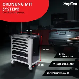 Mephisto Werkzeugwagen Stahl grau 7 Schubladen unbestückt
