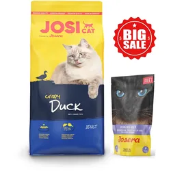 JOSERA JosiCat Crispy Duck 18kg + Josera Filet Huhn mit Kalbfleisch 70g