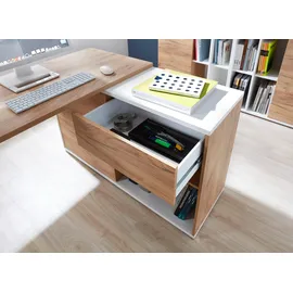 Germania GW-Lioni, weiß (weiß, navarra, eiche, nachbildung), Holzwerkstoff Metall, Holzwerkstoff, Metall, Arbeitsmöbel-Sets, Büromöbel-Set