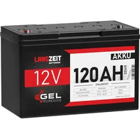 LANGZEIT Blei-Akku 12V 120Ah GEL Akku Profi Blei-Batterie Solarbatterie Wohnmobil Bootsbatterie Versorgungsbatterie ersetzt 100Ah