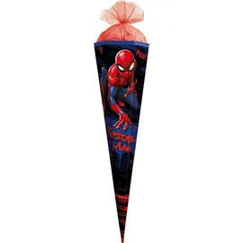 ROTH Schultüte groß Marvel Spider-Man 100 cm eckig Tüllverschluss, ROT(H)-Spitze Zuckertüte Schulanfang