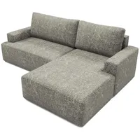 Deine Möbel 24 Wohnlandschaft LOCCO L 256 cm breit Ecksofa Sofa Wohnzimmer L-Couch Schenil-Stoff, Beige Blau-Grau Hellgrau Weiß 3 Teile, mit Schlaffunktion Bettfunktion grau|silberfarben