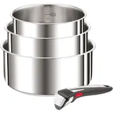 Tefal L898S3 Preference On 4 teiliges Kasserollen Set, abnehmbarer Griff Backofengeeignet bis 250°C ohne Griff geeignet für alle Herdarten unklusiv Induktion Edelstahl, 16/18/20 cm