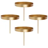 KINDPMA 4pcs Adventskranz Kerzenhalter Gold Kerzenständer Metall Stabkerzenhalter Durchmesser 8cm Kerzenhalter für Stumpenkerzen Adventskranz Weihnachten Dekoration (Gold)