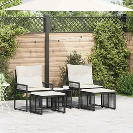vidaXL Gartenlounge Set 11-tlg. Schwarz
