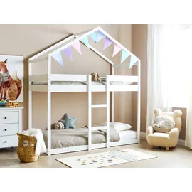 Beliani Hochbett Labatut 90 x 200 cm Kiefer massiv weiß