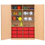 Sportschrank, 190 x 126,4 x 60 cm, mit 4 Gitterkörben und 12 Boxen