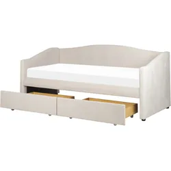 Tagesbett mit Stauraum Stoff VITTEL 90 x 200 cm Hellbeige
