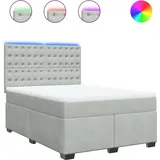 vidaXL Boxspringbett mit Matratze Hellgrau 160x200 cm Samt