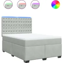 vidaXL Boxspringbett mit Matratze Hellgrau 160x200 cm Samt