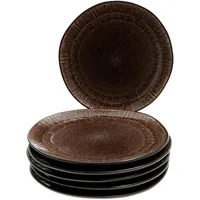 Mambocat 6er Set Dessert- Kuchenteller Samos Reactive Glaze Braun