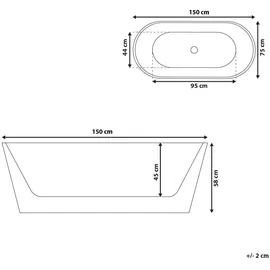 Beliani Havana freistehende Badewanne 150 x 75 cm (200 l)