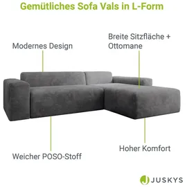 Juskys Sofa in L-Form Vals rechts Dunkelgrau