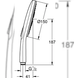 Grohe Rainshower SmartActive 150 Handbrause 3 Strahlarten, Chrom 26590000