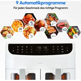 Medion P20 XXL Heißluftfritteuse 8,7 l 2.600 Watt weiß