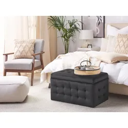 Hocker mit Stauraum Samtstoff schwarz MICHIGAN