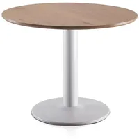 Runder Tisch aus Melamin, 100 cm, mit zentralem Bein aus weißem Metall