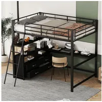STILVORA Hochbett 140×200 mit matratze Kinderbett Jugendbett mit Schreibtisch&Schubladen