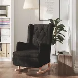 Schaukelsessel Mit Kautschukholz-beinen Schwarz Stoff