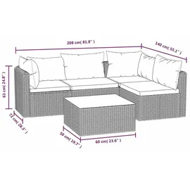 vidaXL Garten-Lounge-Set 5-tlg. schwarz