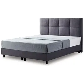 V6 Boxspringbett Modell 213 mit Taschenfederkernmatratze-25cm - Schwarz