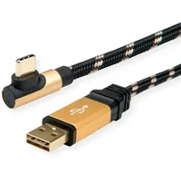 Roline Gold USB 2.0 Kabel, USB A reversibel, ST - USB C ST gewinkelt, 3 m