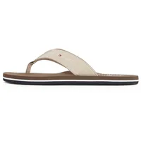 Tommy Hilfiger Herren Flip Flops Chambray mit Leinen, Beige (Beige), 41