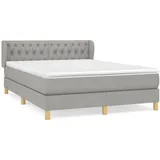 vidaXL Boxspringbett mit Matratze Hellgrau 140x200 cm Stoff