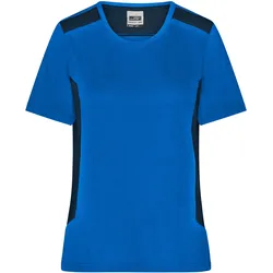 Damen BIO Workwear T-Shirt Kontrast - Farbe blau - Größe 4XL