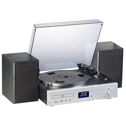 auvisio auvisio Musikanlage MHX-620 Plattenspieler/Digitalisierer BT DAB+ CD Plattenspieler (Schallplatte, MC, BT, DAB+, CD, USB, MP3) silberfarben