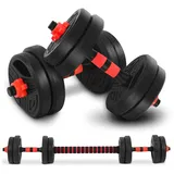 2 in1 Hantel-Set,Kurzhanteln & Langhantel in einem,Rundheit Hantel Häusliche Trainingsgeräte 10 kg Set mit 40 cm Pleuel für Fitness Krafttraining Hantel Zuhause