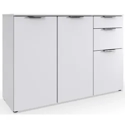Kombikommode WIMEX "Level by fresh to go", weiß, B:122cm H:84cm T:41cm, Spanplatte, Sideboards, 3-türig, mit 2 Schubladen und soft-close Funktion, 122cm breit