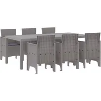 vidaXL Garten Essgruppe 7 pcs Hellgrau Polt Rattan - Hellgrau